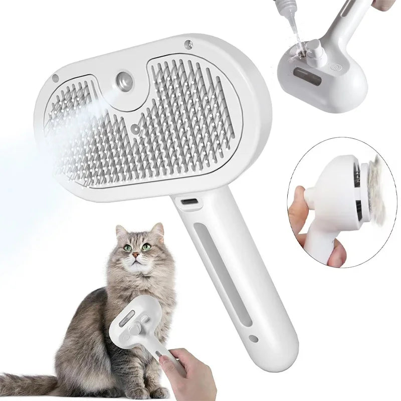 Brosse de toilettage vapeur 3-en-1 pour chiens et chats