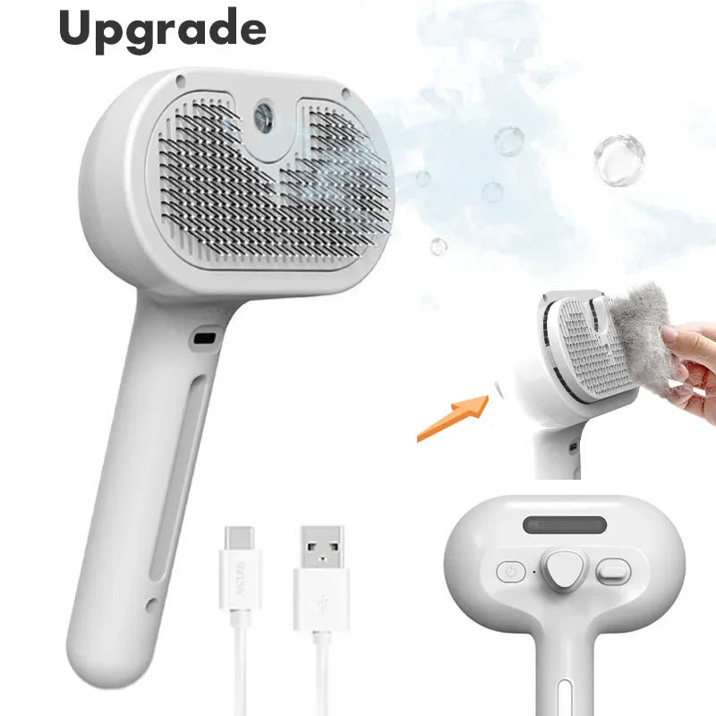 Brosse de toilettage vapeur 3-en-1 pour chiens et chats