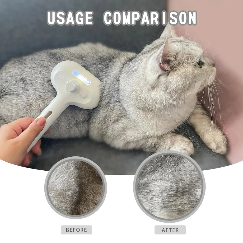 Brosse de toilettage vapeur 3-en-1 pour chiens et chats
