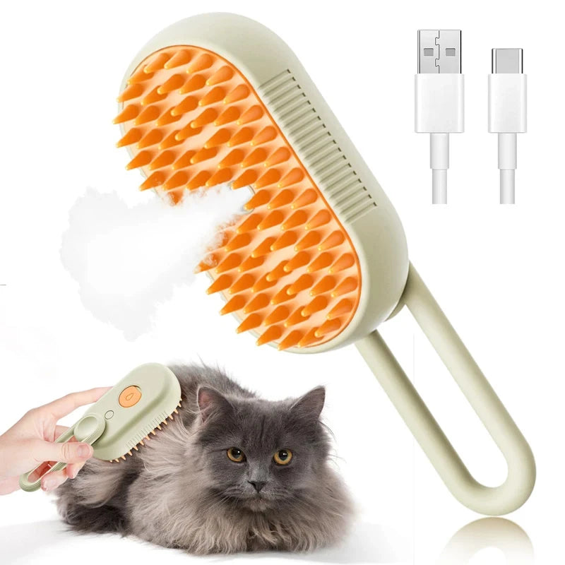 Brosse de toilettage vapeur 3-en-1 pour chiens et chats